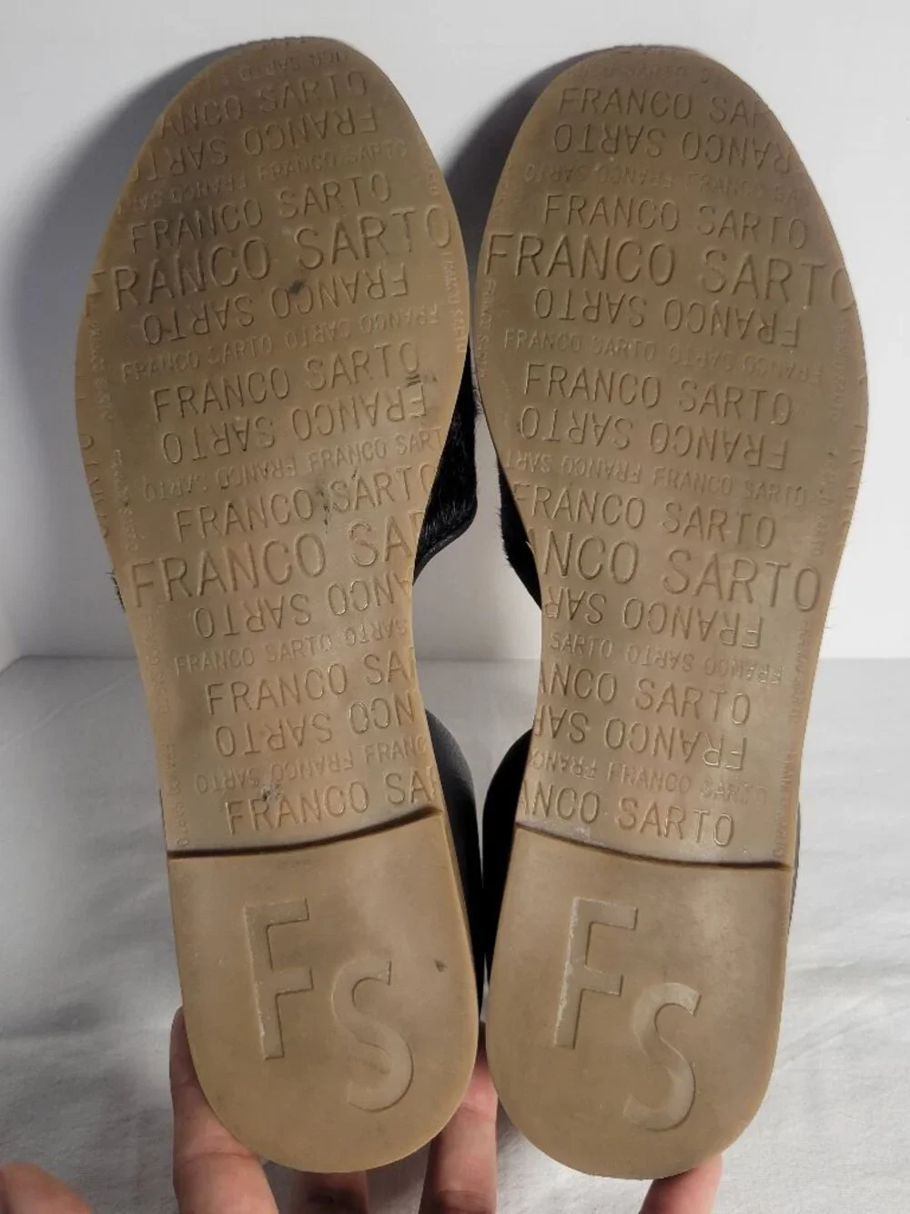 Franco Sarto Venezia Black Calf Hair D'Orsay Peep Toe Flats 7.5M